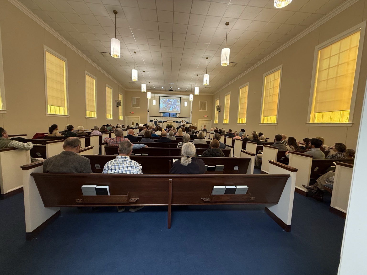 Sunday worship service at Grace Baptist Church